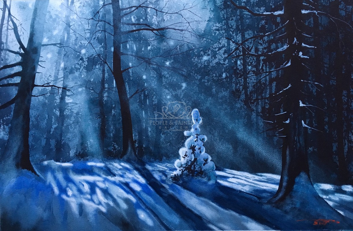 Winter Forest People And Paintings